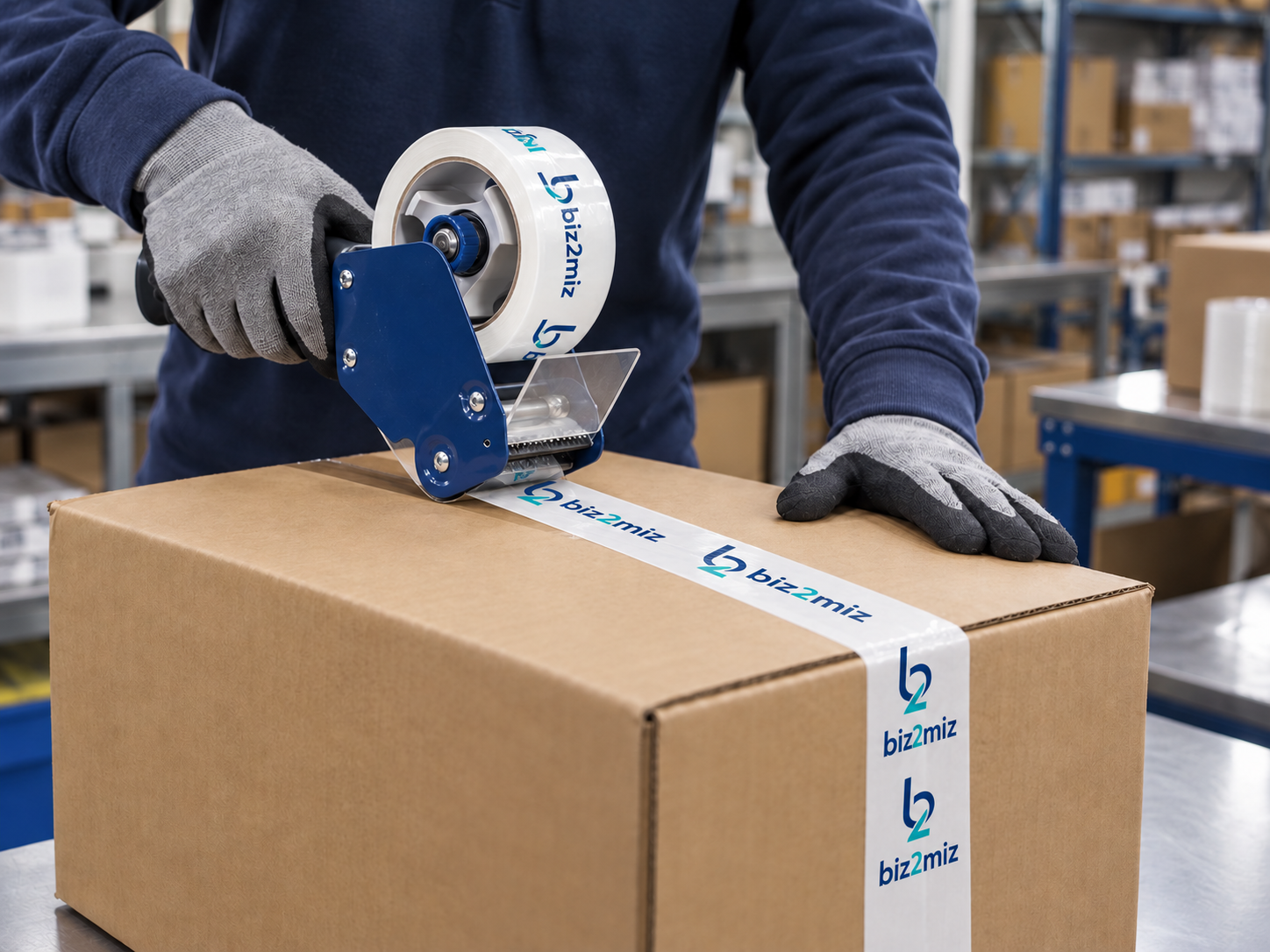 Biz2miz baskılı koli bandı ile manuel paketleme