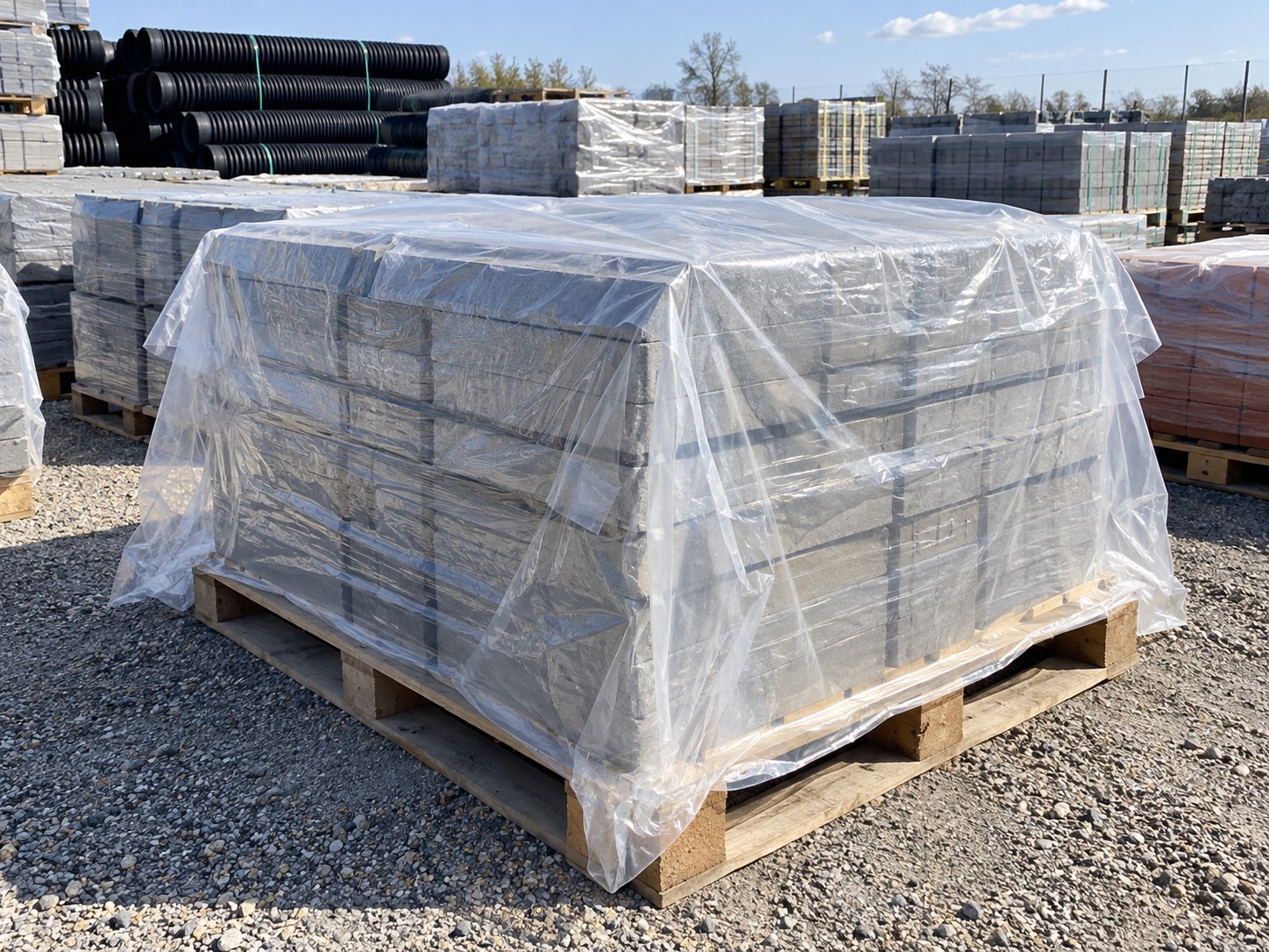 PE sheeting in open storage