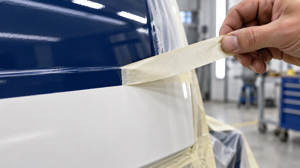 Removing masking tape from a painted surface