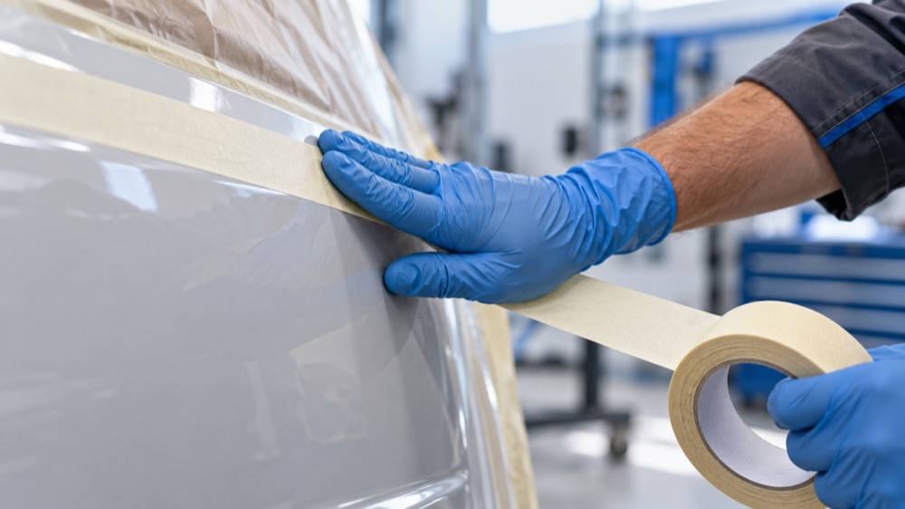 Applying masking tape to a surface