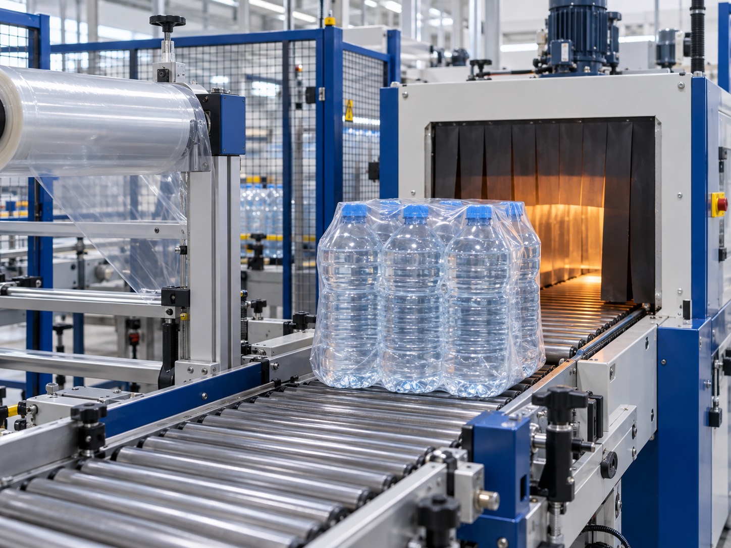 Machine application of PE shrink