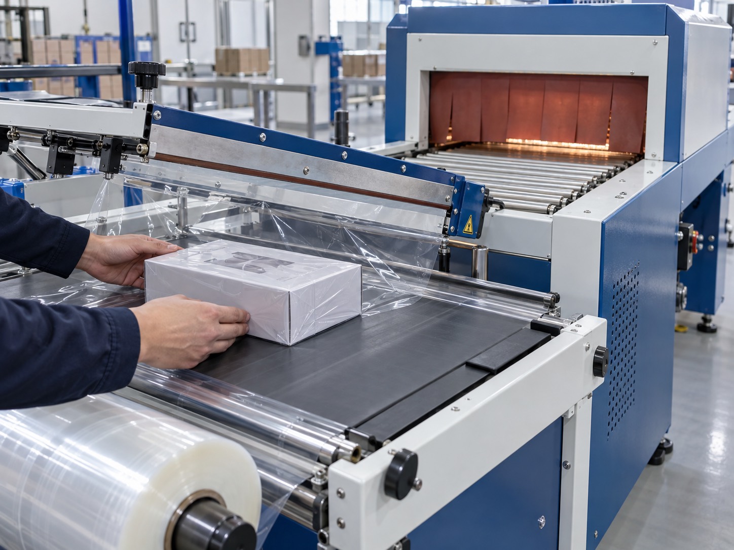 Machine application of POF shrink